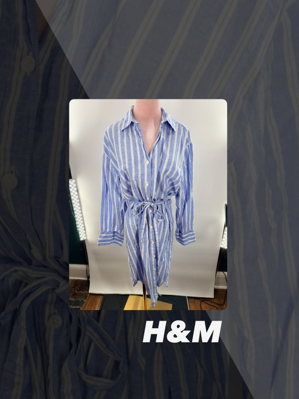 EUC H&M Striped Linen Blend Dress